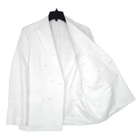 Bar III Mens Slim Fit Linen Suit Jacket Blazer 38R White Double Breasted NWT - Picture 2 of 7